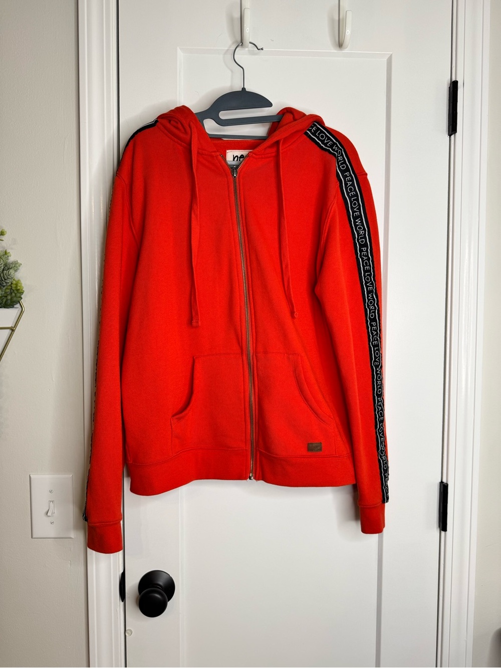 Peace Love World Red Hoodie Sweatshirt